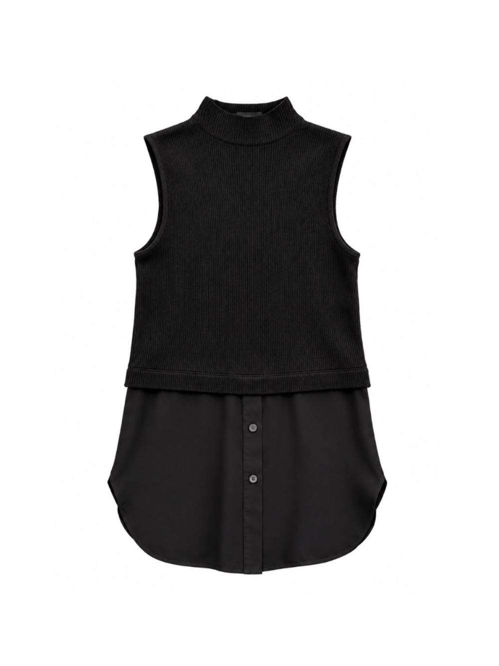 Theory Black Sleeveless Mock Neck Layered Top | Women’s Size Small